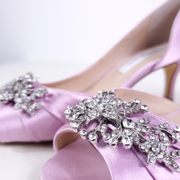 Nina Pink Satin Jeweled Heels - Picture 6 of 9